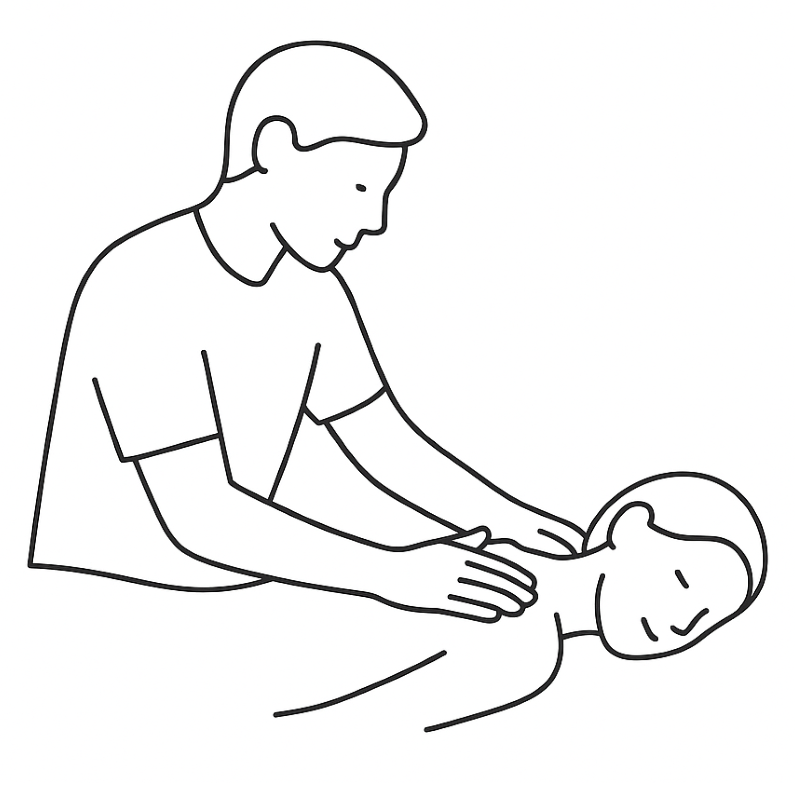 Line drawing of a person performing osteopathy treatment
