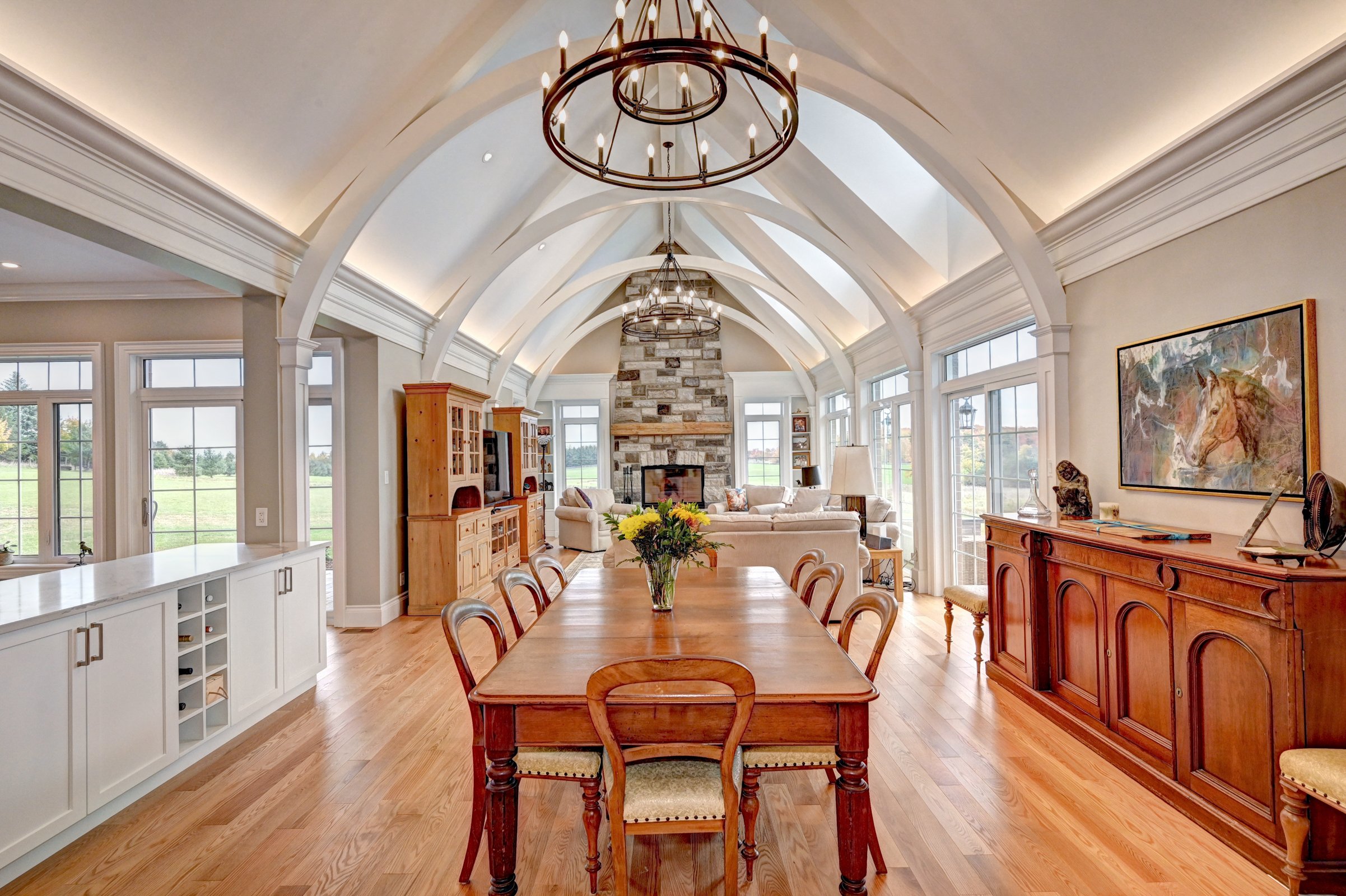 interior shot of dining room through to living room