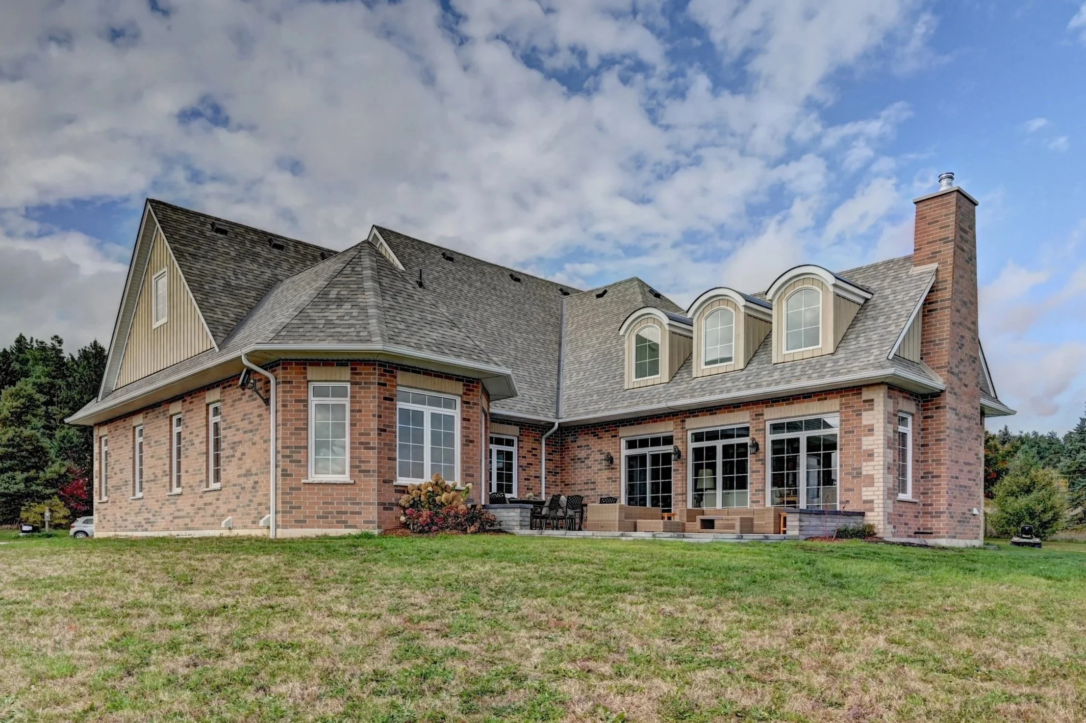 Exterior wide shot of custom home