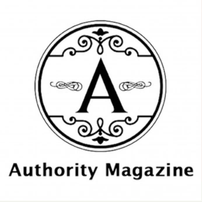 Logo for Authority Magazine featuring a large letter 'A' inside an ornate circular border with decorative swirls, and the text 'Authority Magazine' below.