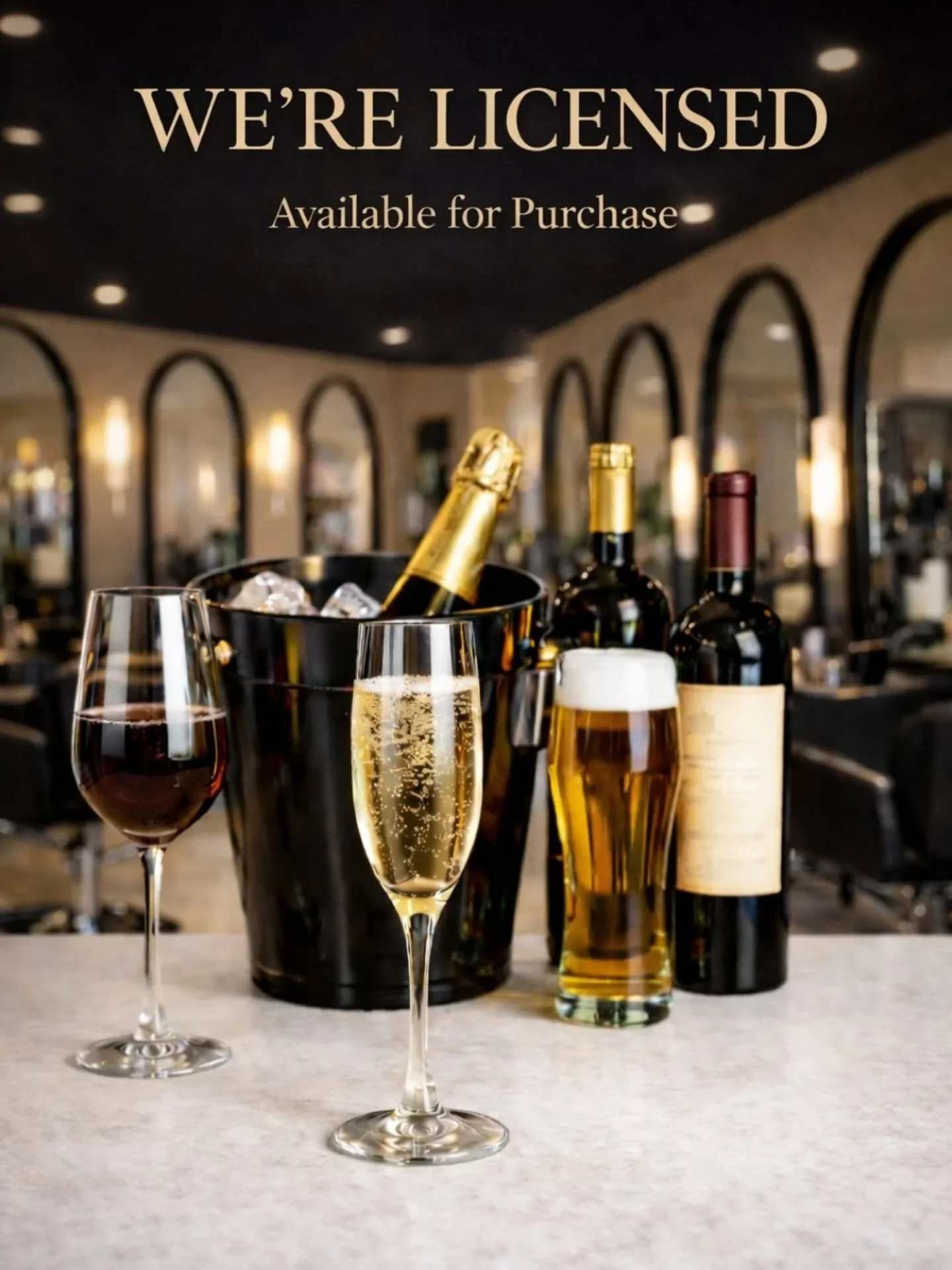 ✨We're licensed 🍾
✨Hair appointments just got even better! 
🍷Wine, 🍺beer, &amp; 🍾Prosecco are officially on the menu.

licensed
nowserving
prosecco
wine
salonbar
treatyourself
winnipegsalon
winnipegbeauty
winnipegbusiness
localbeauty
supportlocal