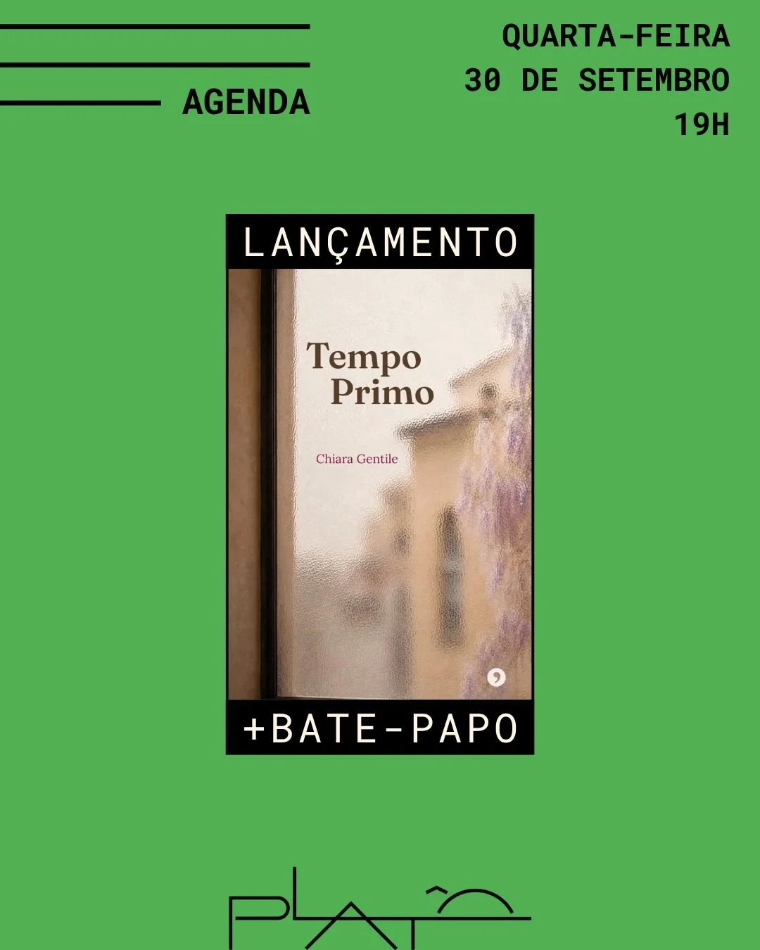 LAN&Ccedil;AMENTO 

Na quarta-feira, 30 de setembro, Chiara Gentile lan&ccedil;a "Tempo primo" (Editacuja).

O romance narra a hist&oacute;ria de uma professora universit&aacute;ria cuja vida se transforma ap&oacute;s um s&uacute;bito probl