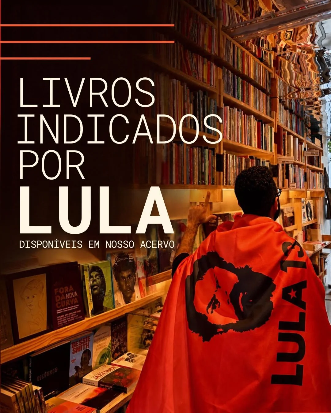&ldquo;Ler &eacute; ser livre.&rdquo;

Lula j&aacute; falou diversas vezes sobre a import&acirc;ncia dos livros e da leitura em sua vida. Reunimos alguns dos t&iacute;tulos que ele leu e indicou e que tamb&eacute;m est&atilde;o nas estantes da Plat&o