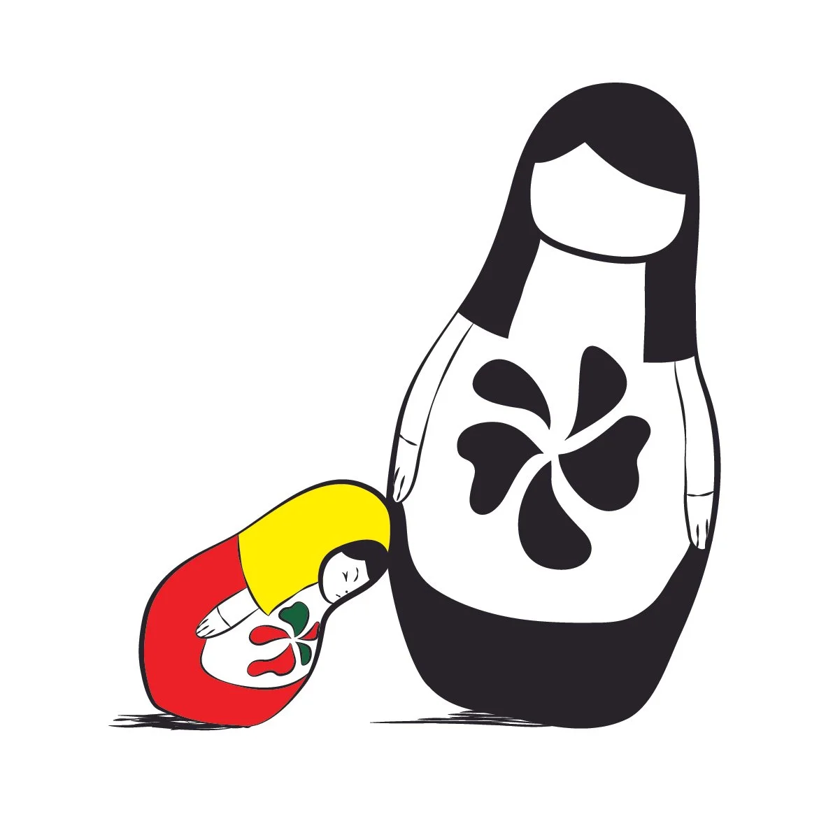 Russian doll drawing illustration