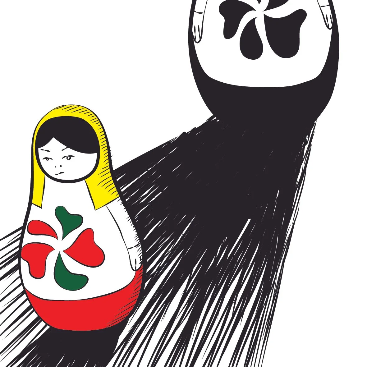 Russian doll drawing illustration
