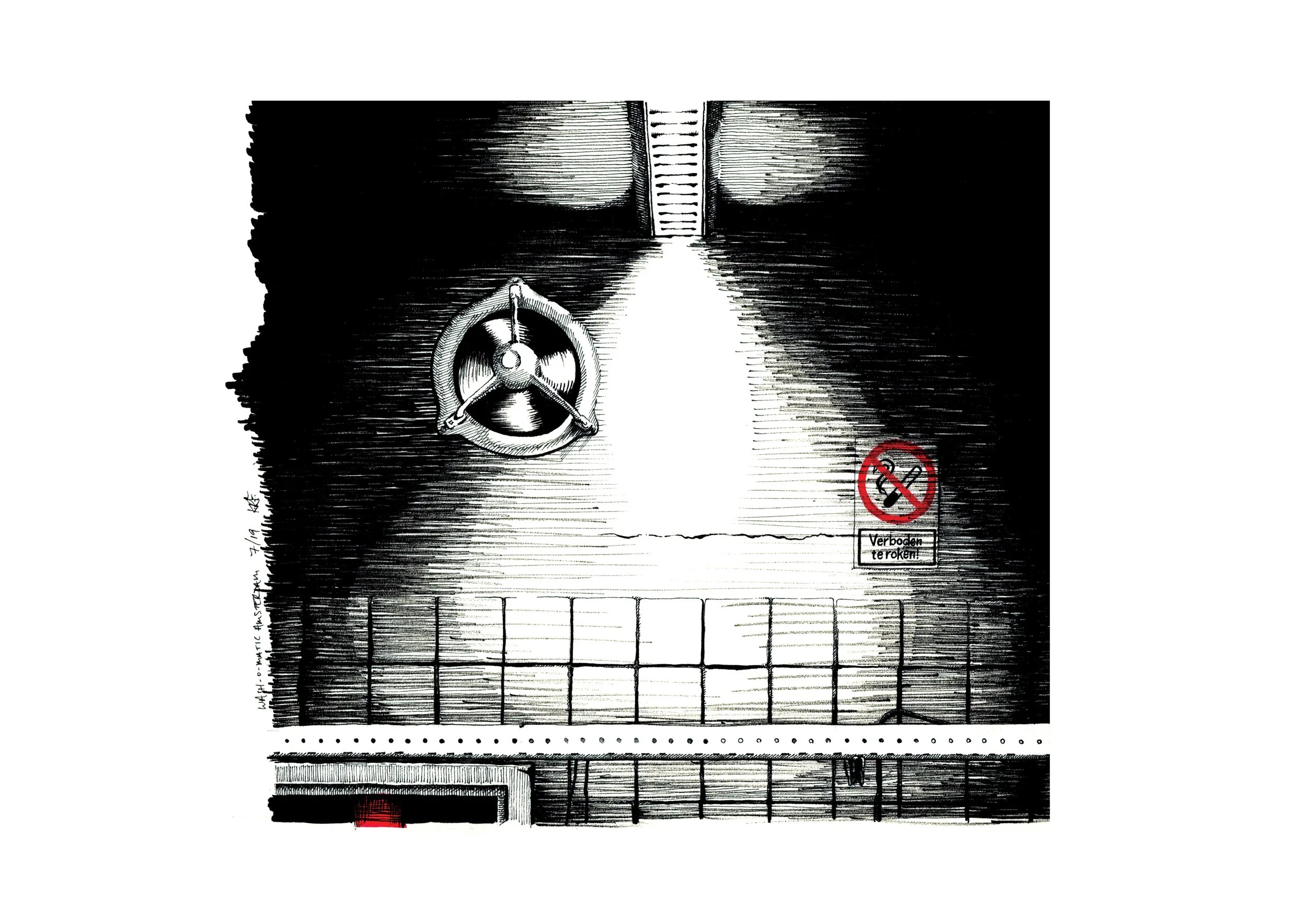 no smoking in dutch sign air vent laundrette illustration drawing plasticbaginatree