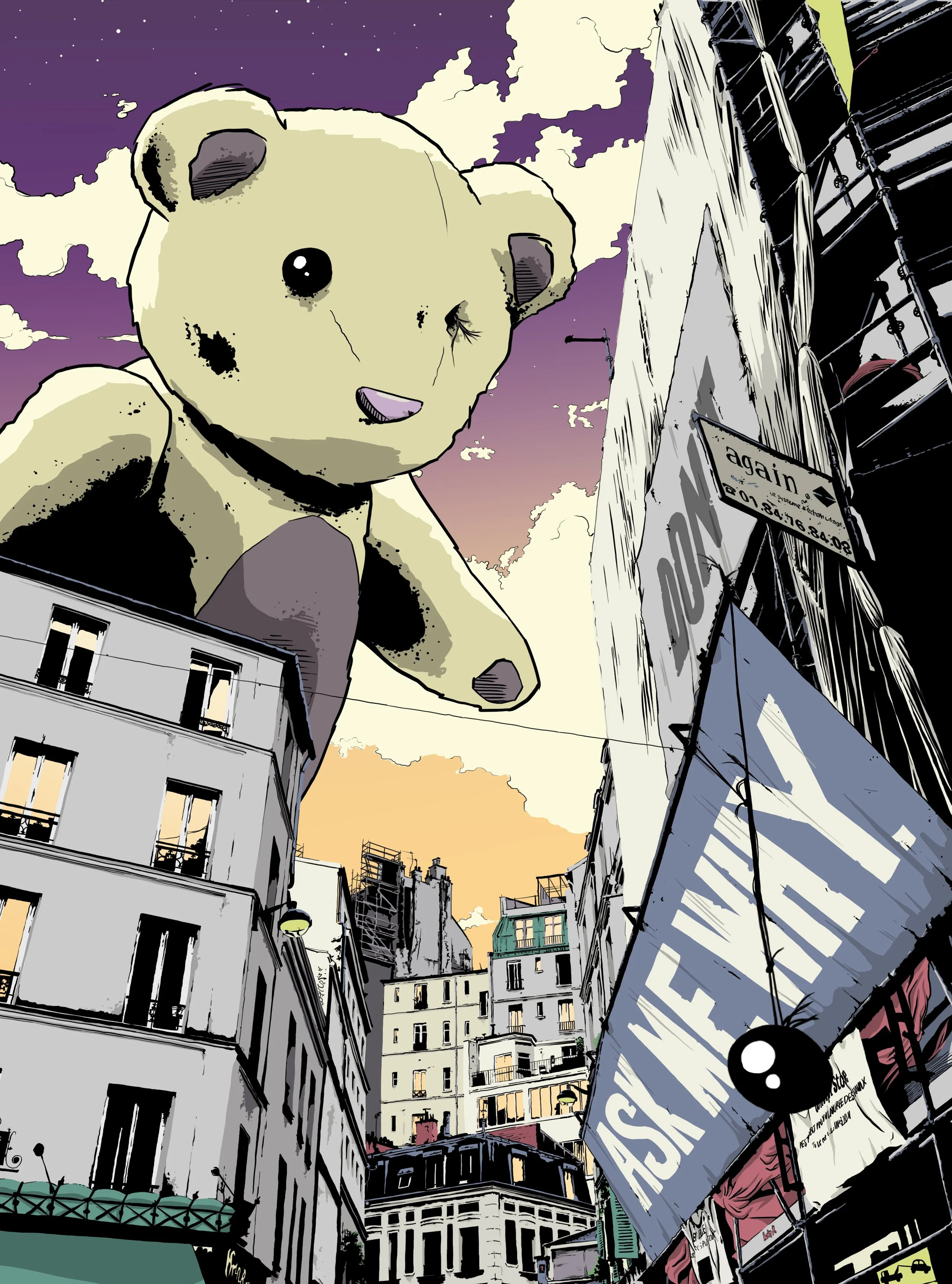 bear in Paris comic book illustration digital drawing plasticbaginatree