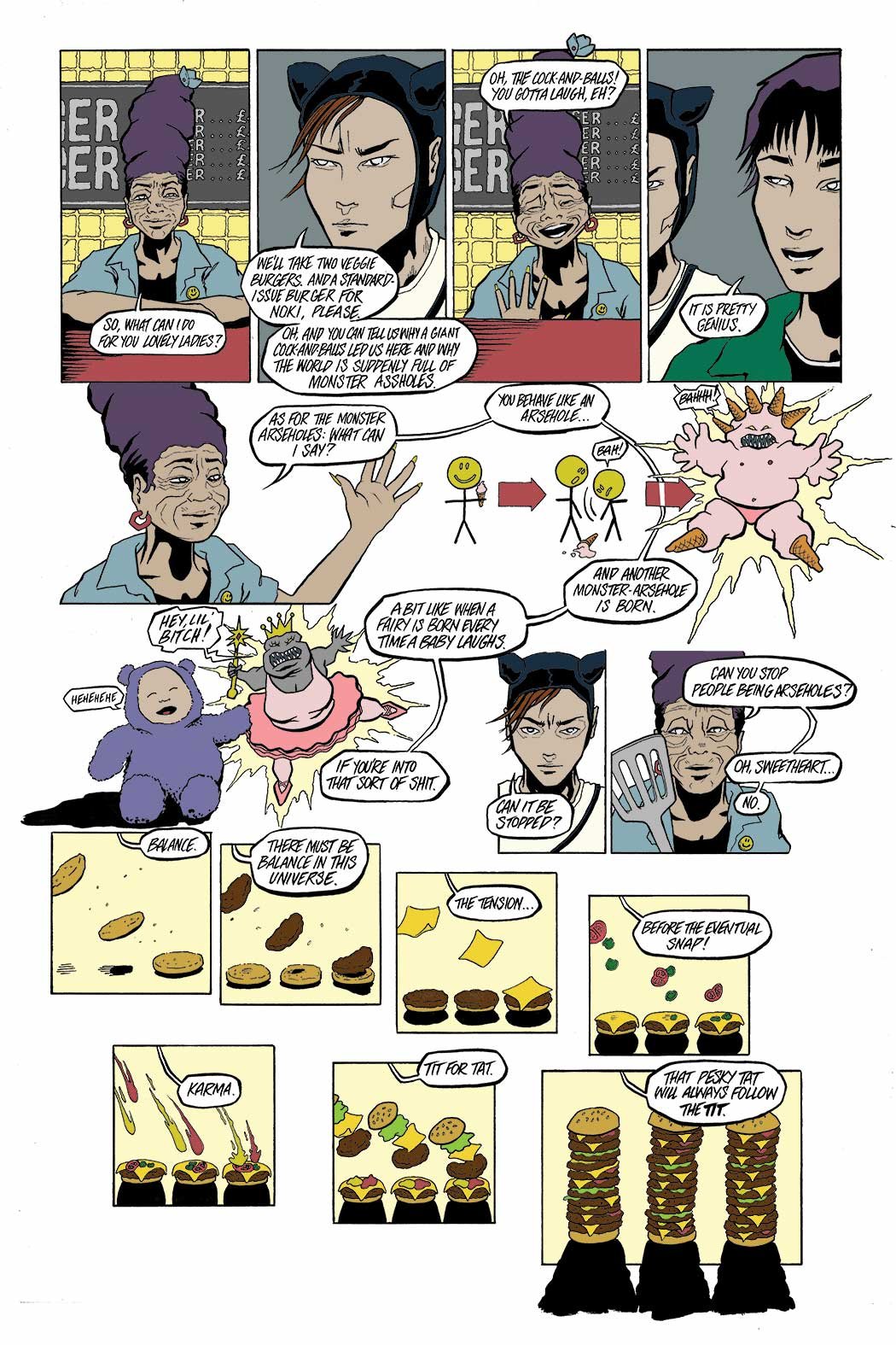 existential yawn cat comic book illustration drawing plasticbaginatree ice cream monster