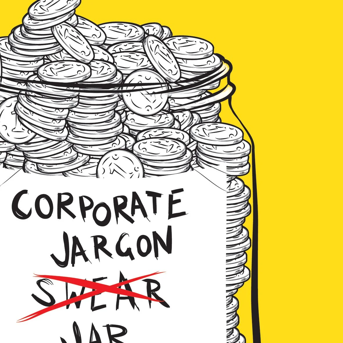 swear jar illustration drawing comic book corporate jargon