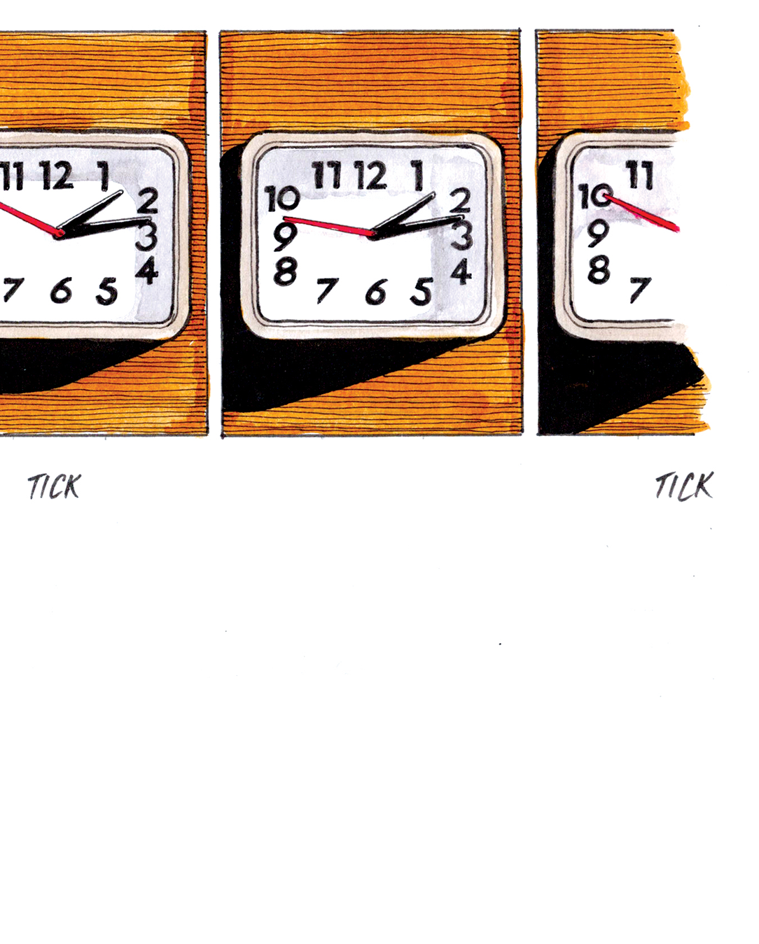 ticking clock comic book illustration drawing plasticbaginatree