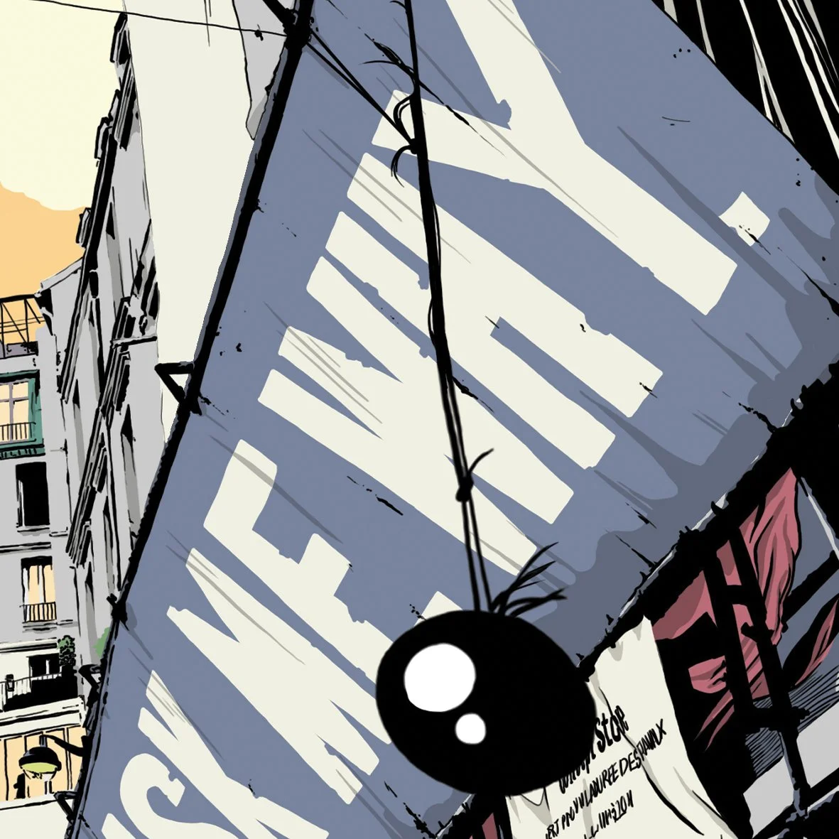 bear in Paris comic book illustration drawing detail