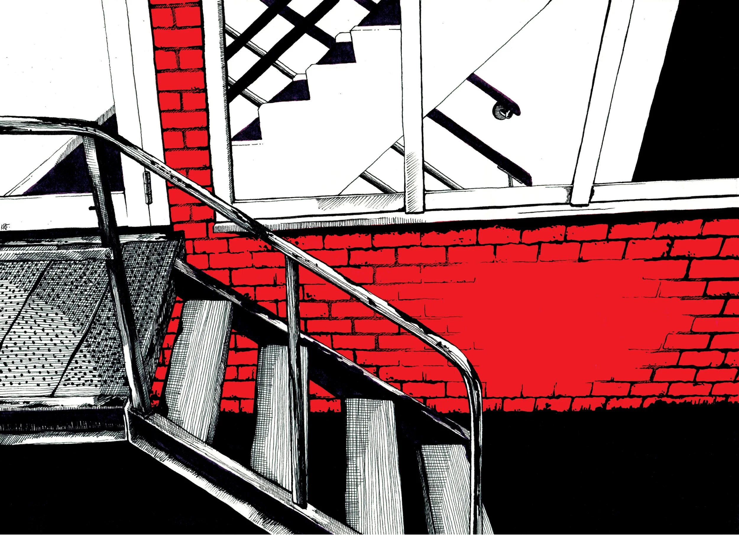 stairs staircases angles brick wall drawing illustration plasticbaginatree