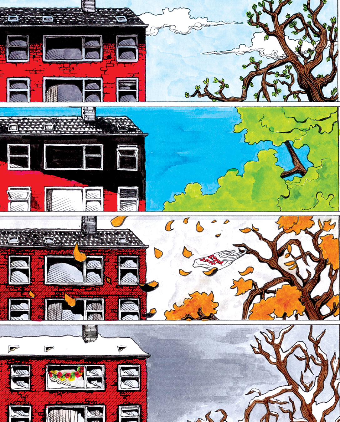 ticking clock comic book illustration drawing plasticbaginatree