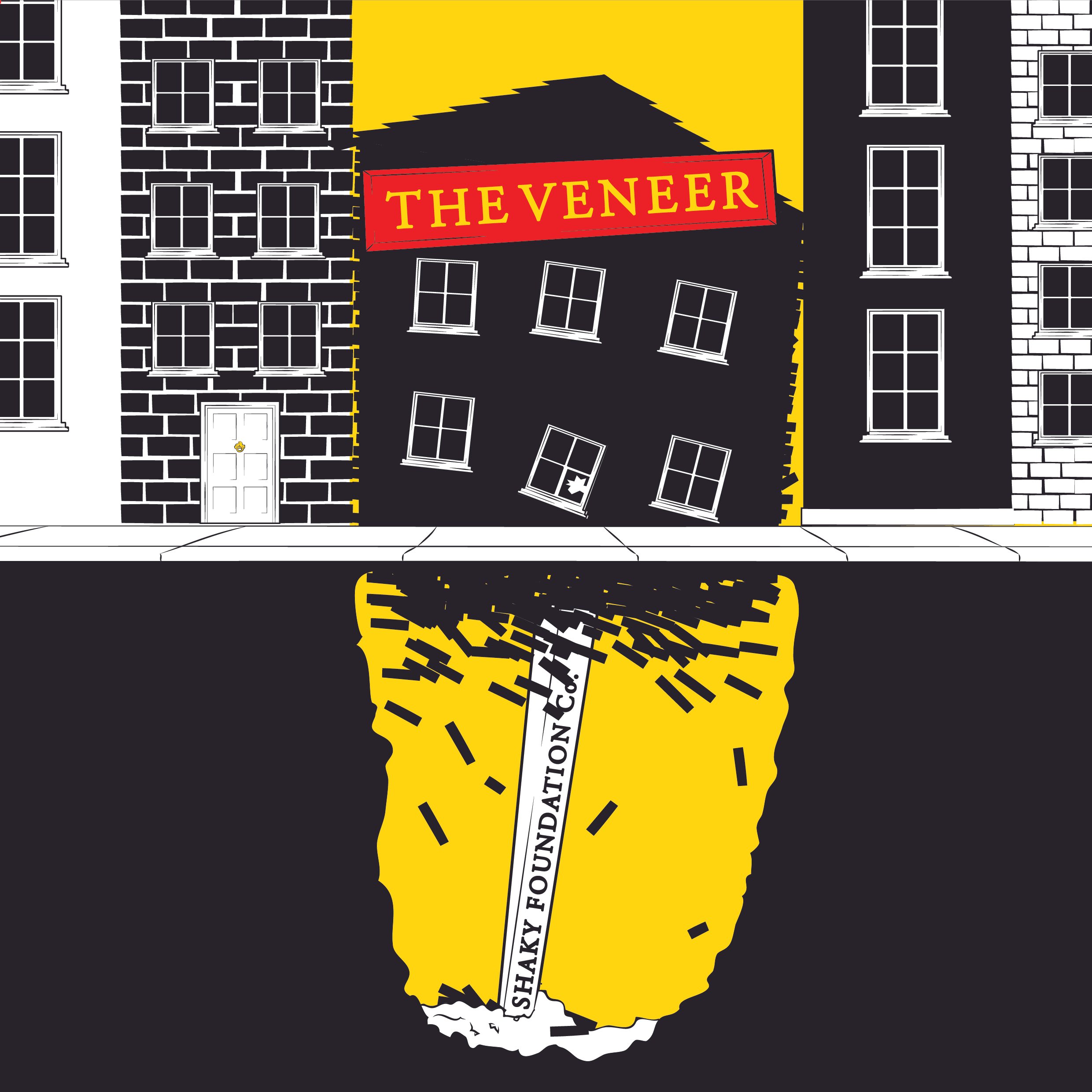 shaky foundations beneath the veneer comic book illustration drawing plasticbaginatree