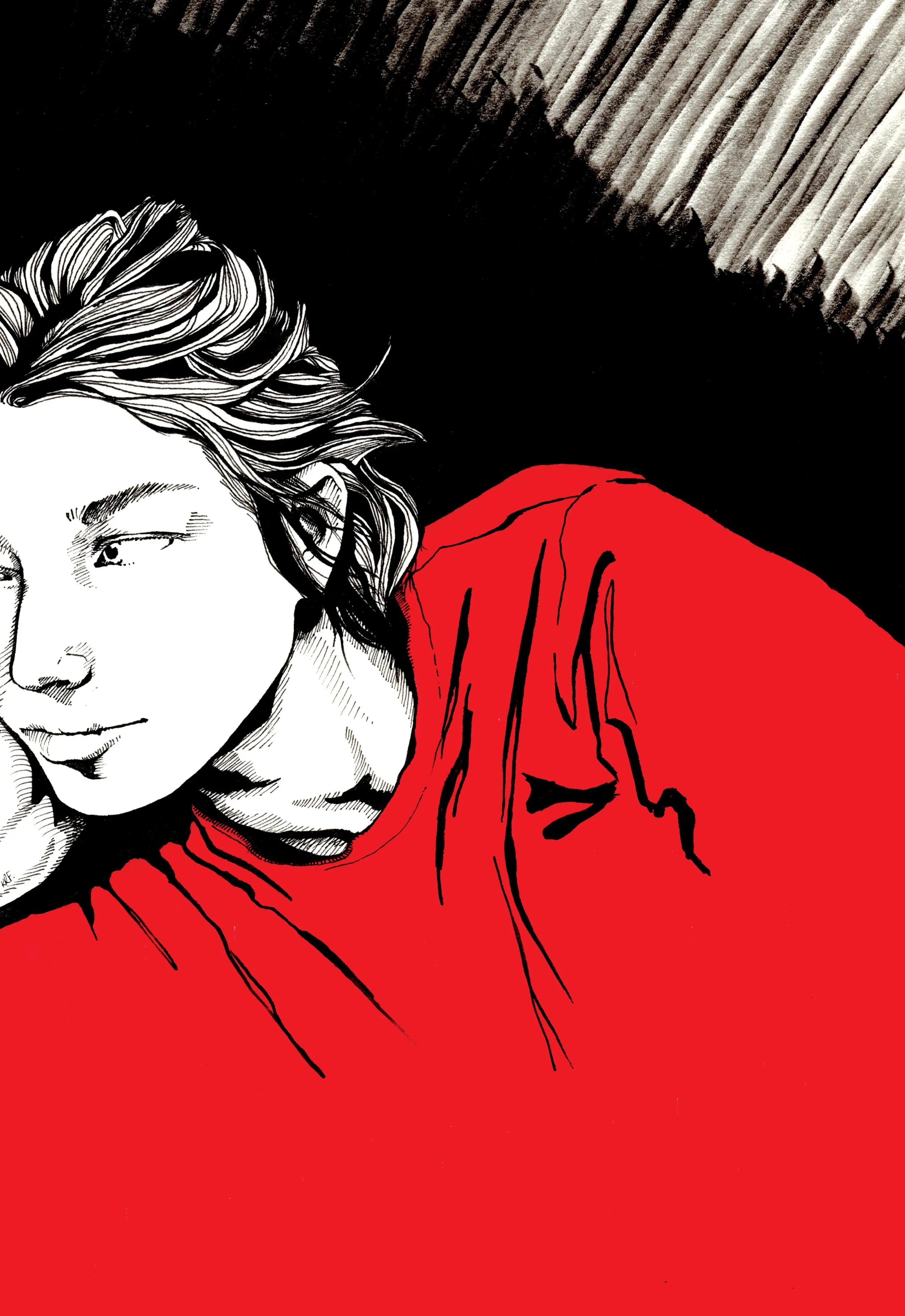 girl in red tv on the laptop drawing illustration plasticbaginatree