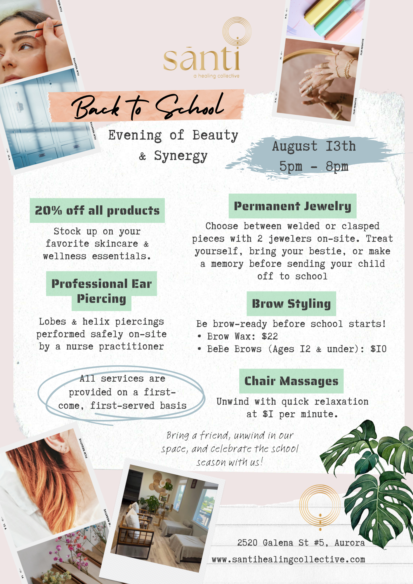 Santi’s Back to School Evening of Beauty &amp; Synergy