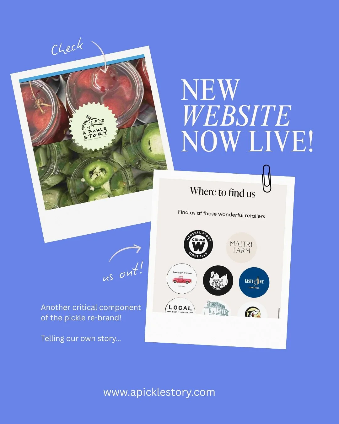 NEW LOOK, same link| A Pickle Story website is ready and waiting for your eyes to stay up to date on our latest musings, buy your dad a birthday gift, recapture that time you came to visit the Hudson Valley and enjoyed an APS product and need your pi