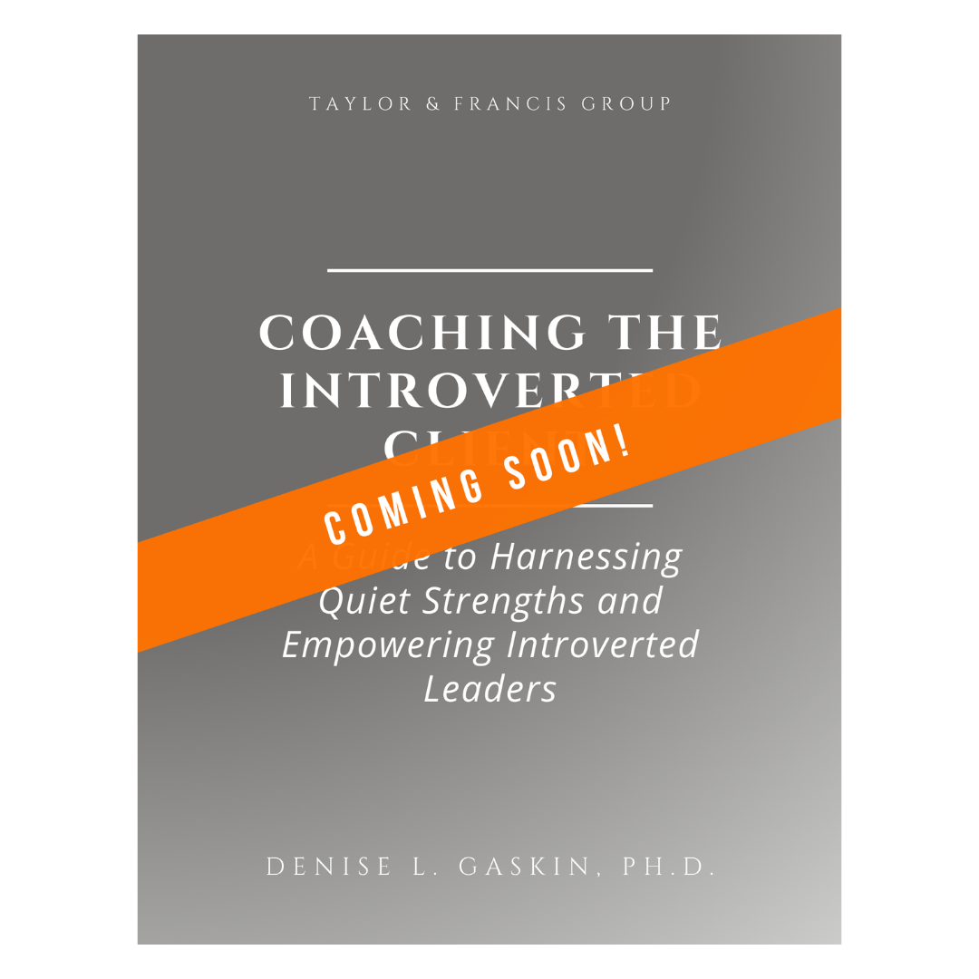 Book cover titled 'Coaching the Introverted Client' with a gray background and orange banner that says 'Coming Soon!'
