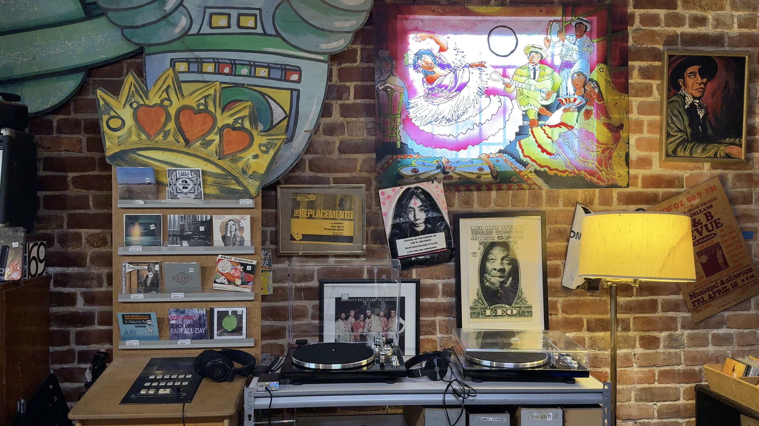 Turntable setup at Euclid Records in New Orleans