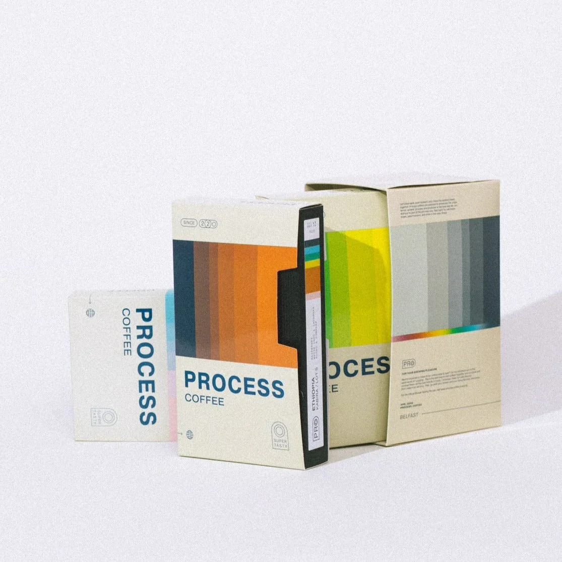 process coffee samples of vcr themed coffee packaging