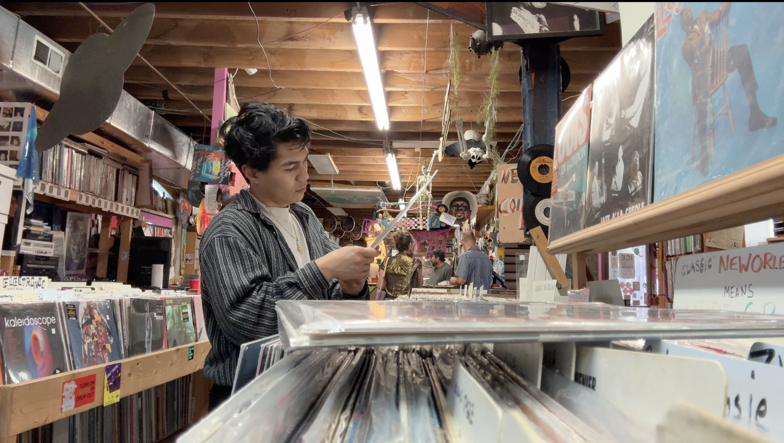 Mike browsing at Euclid records in New Orleans