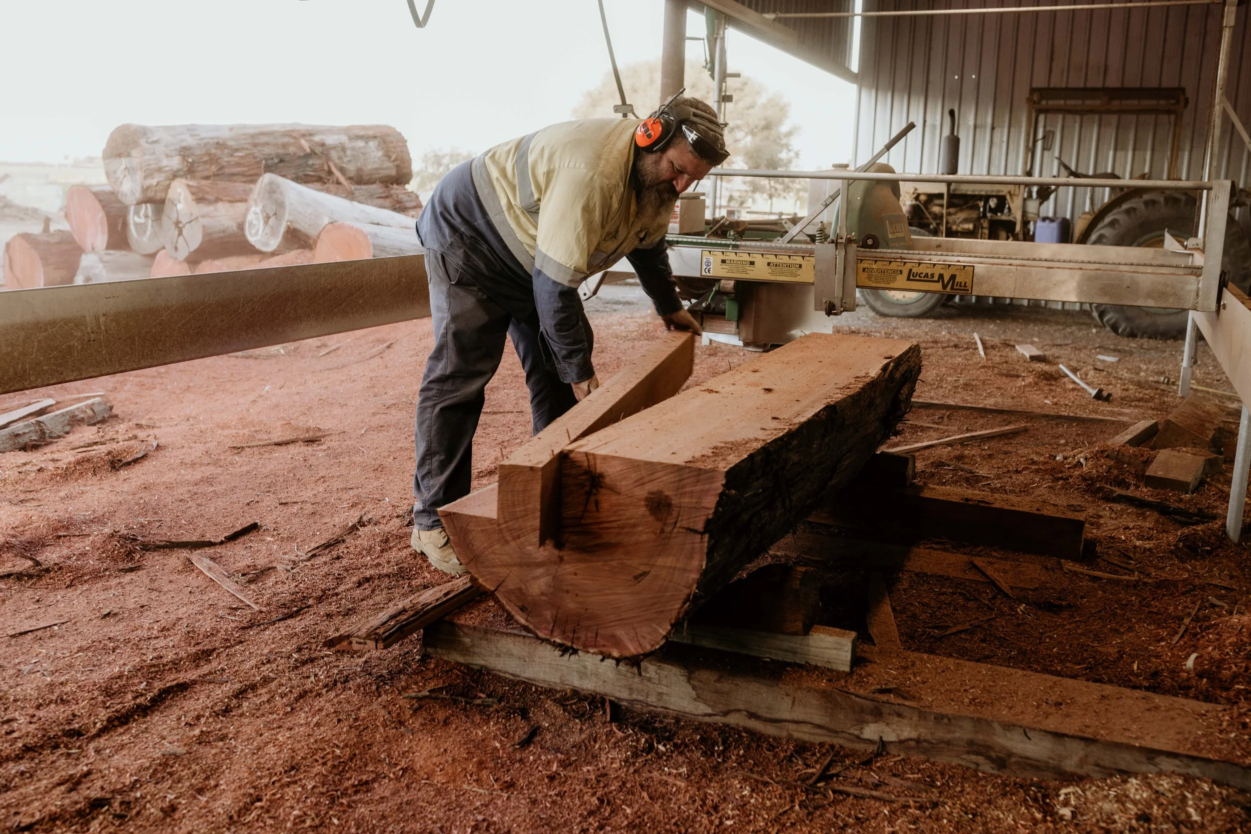 Man in timber mill
