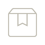 Outline of a cardboard box with a ribbon or tag