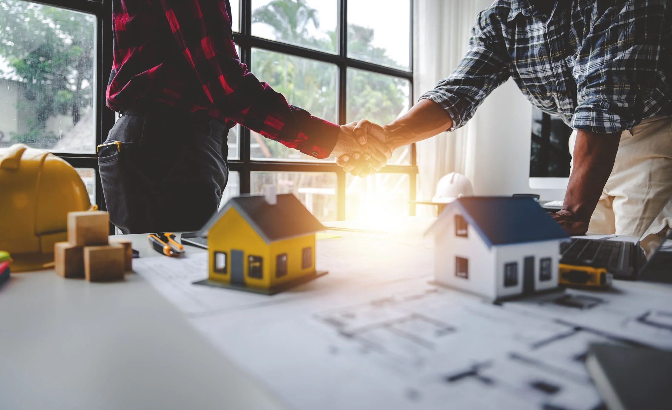 contractors shaking hands