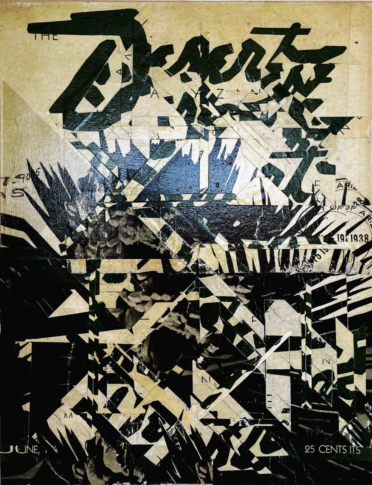 DESERTMAG0650, 2023. Pigment based inkjet collage on hardwood panel. View this artwork in the house at The Ocotillo