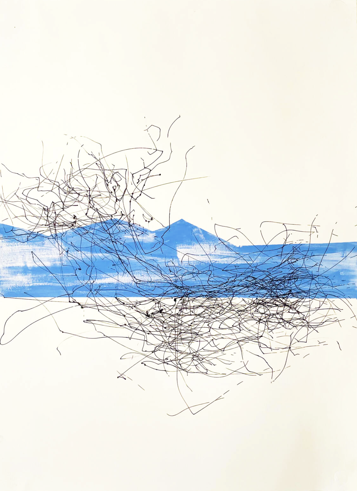 WINDSCAPE DRAWING III, 2023, Pen and acrylic on paper. View this artwork in the house at The Ocotillo