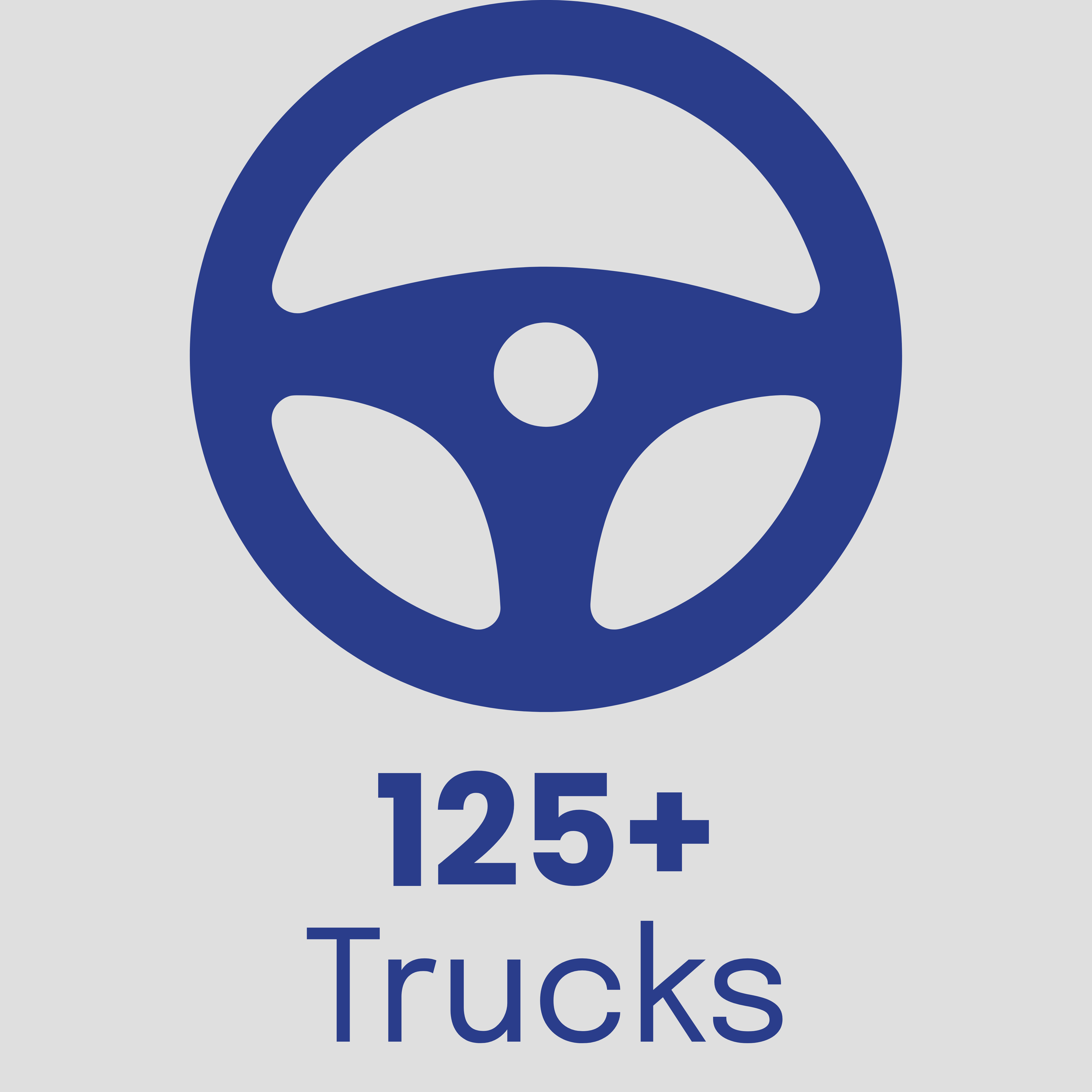 Steering wheel with the text "125+ Trucks"