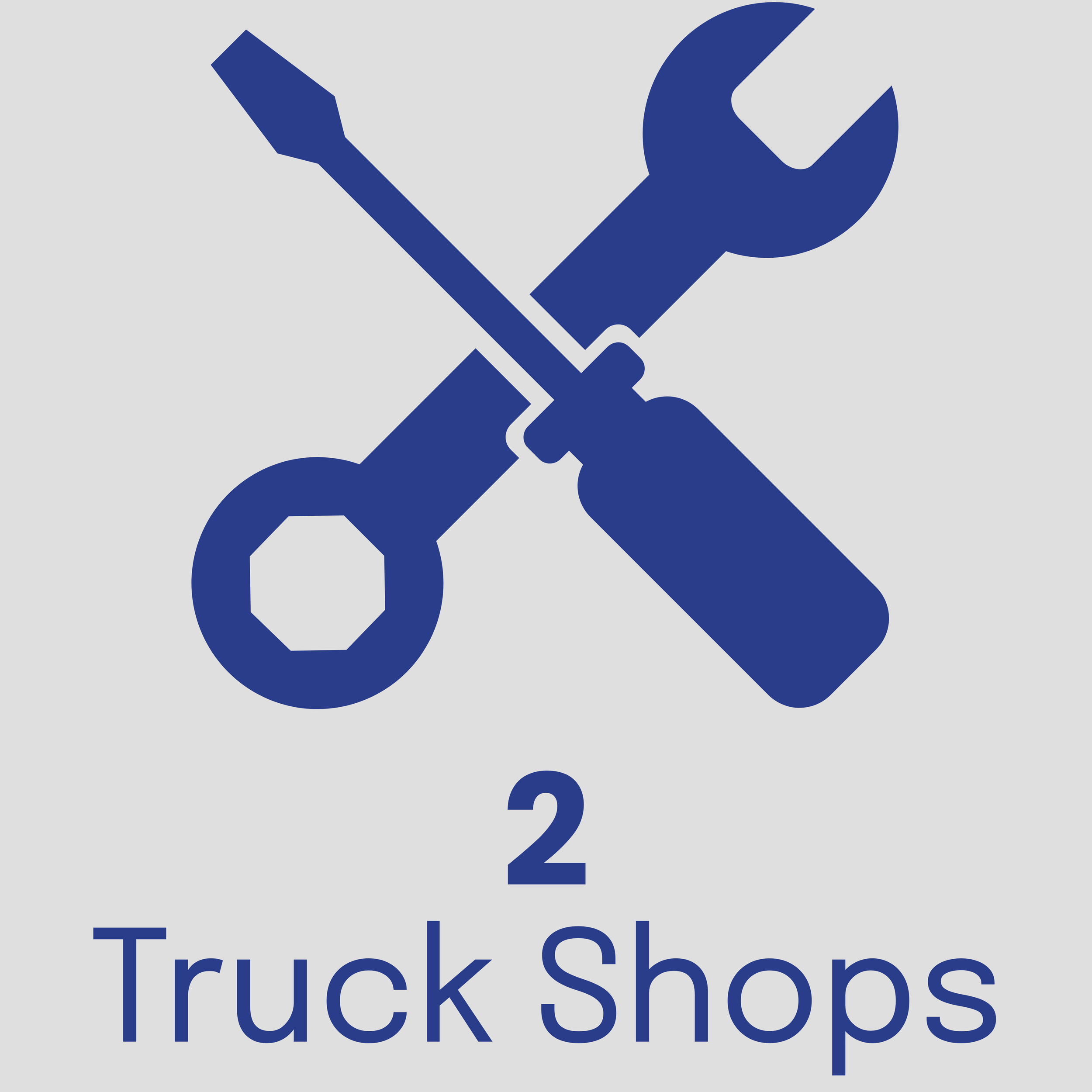 Image of a wrench and screwdriver with the text "2 Truck Shops"