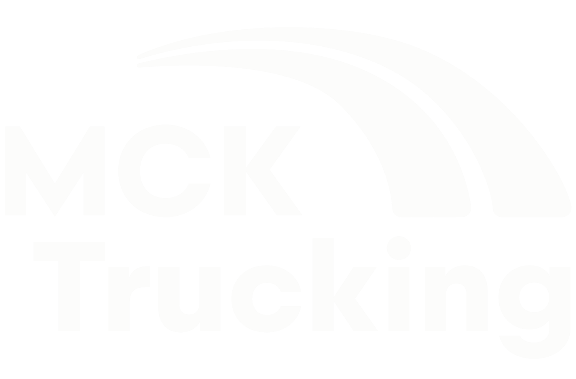 MCK Trucking logo featuring the text "MCK Trucking" with a curved double road icon