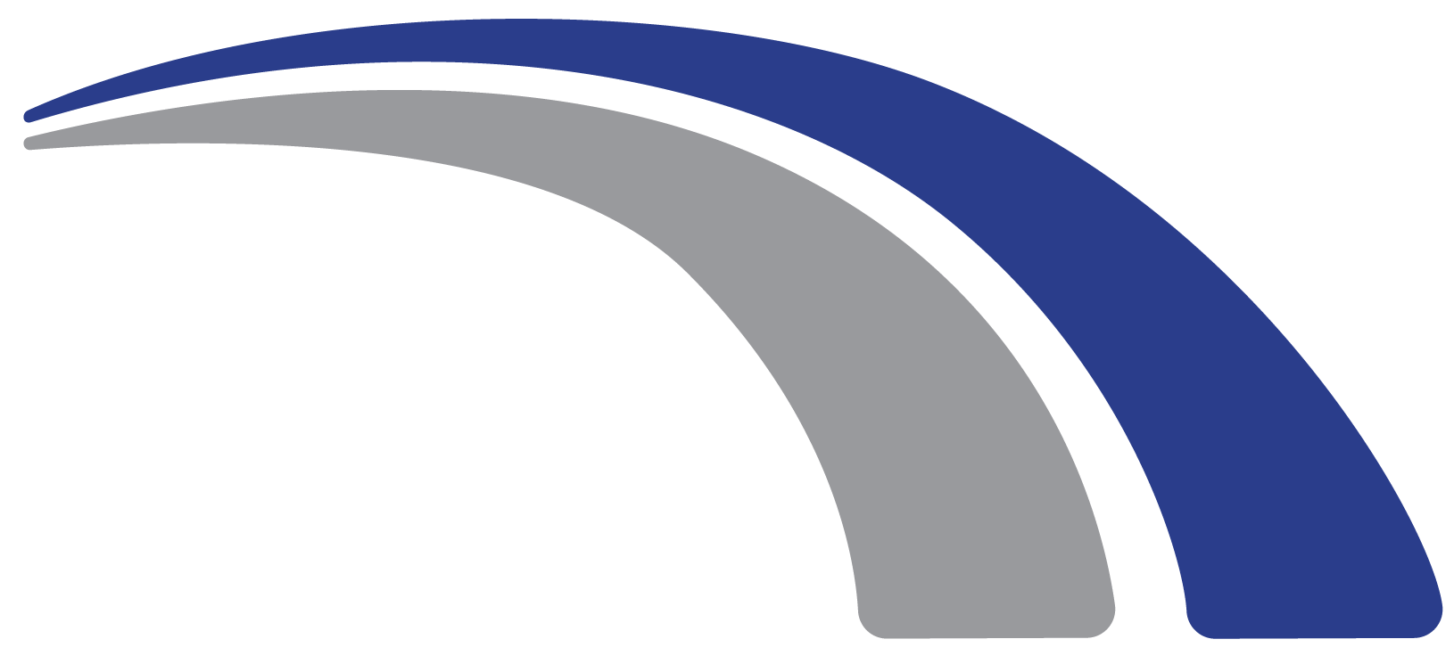 MCK icon featuring a curved double road, one road is blue and one road is gray