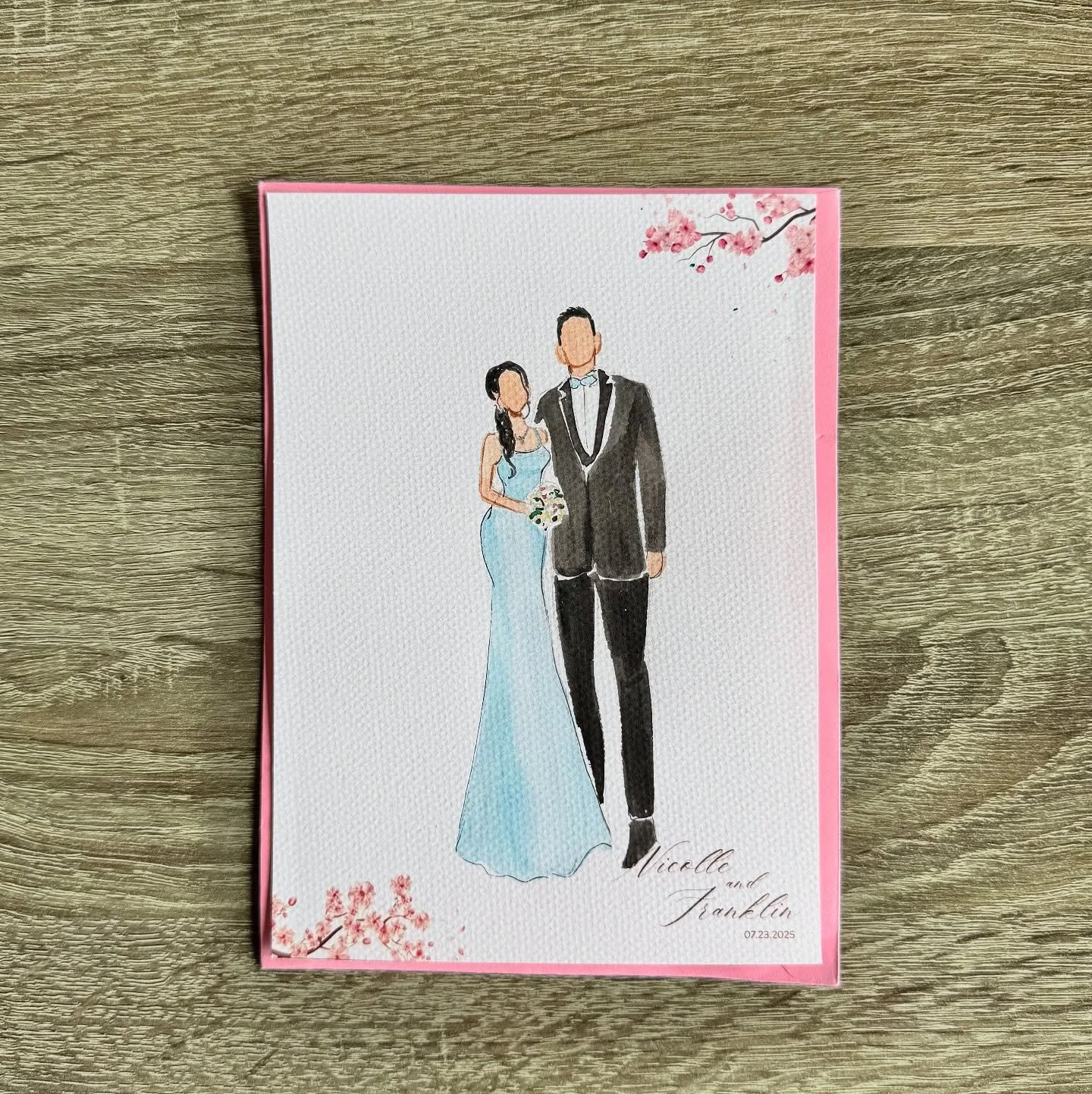 There&rsquo;s just something magical about seeing yourself through an artist&rsquo;s eyes ✨
Here&rsquo;s one of the illustrations I painted live last week, rendered with love. Every detail, from the cutting of her dress to the sparkle in his smile an