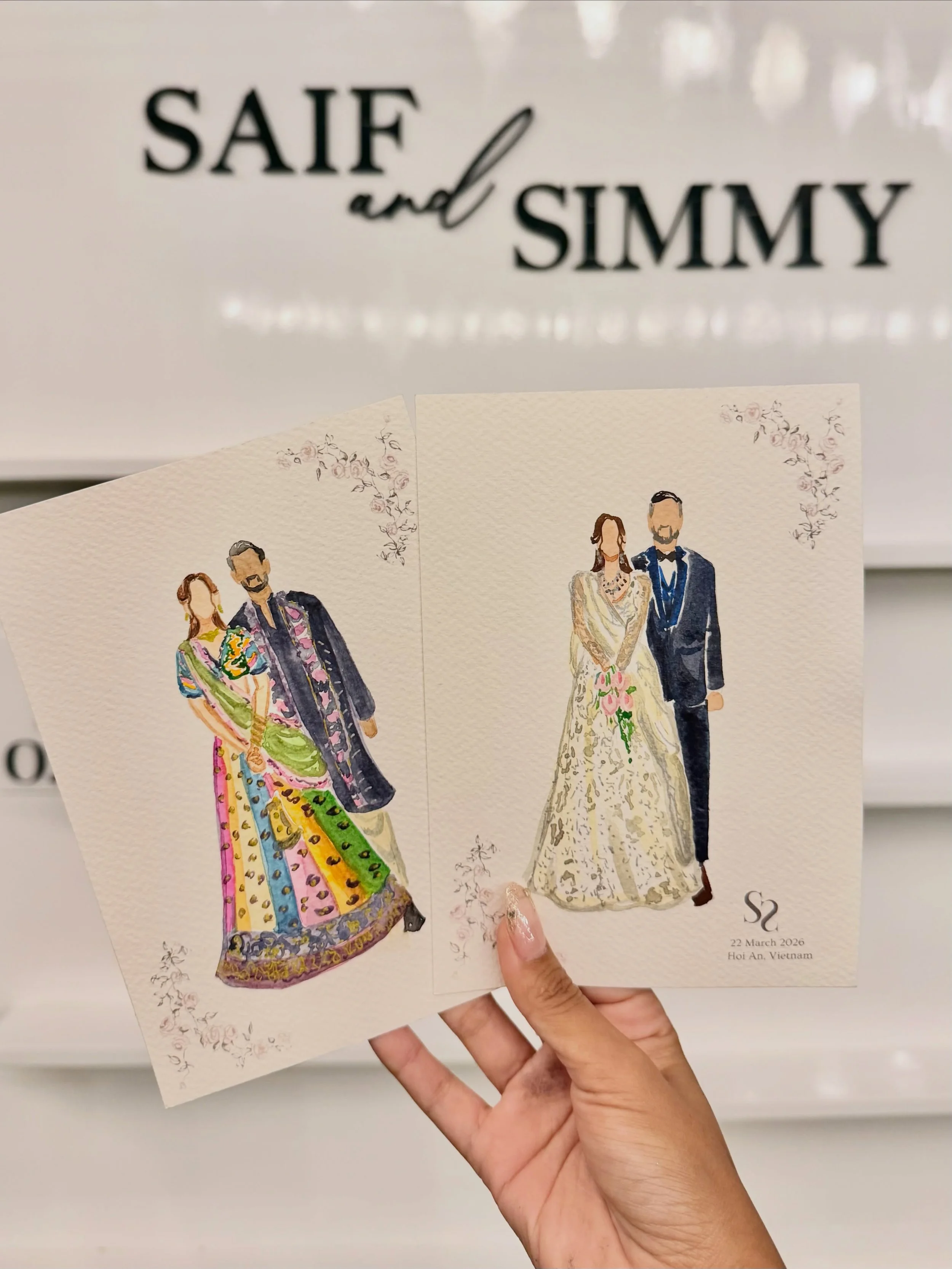 So grateful I got to paint and be part of Saif &amp; Simmy&rsquo;s special day in Hoi An, Vietnam ✨

The colours, the outfits, the music, the warmth, the traditions&hellip; everything felt so vibrant and full of love. Truly one of the most beautiful 
