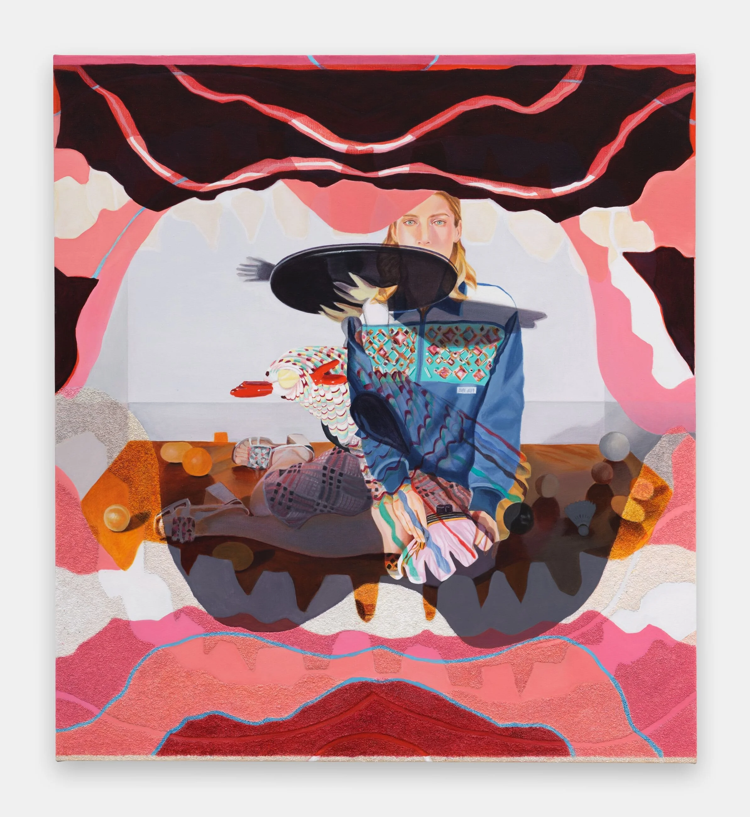 Allusion Cuts 
2026 
Acrylic and marble on linen
160 x 145 x 3.6 cm
63 x 57 1/8 x 1 3/8 in
Photograph by Eva Herzog