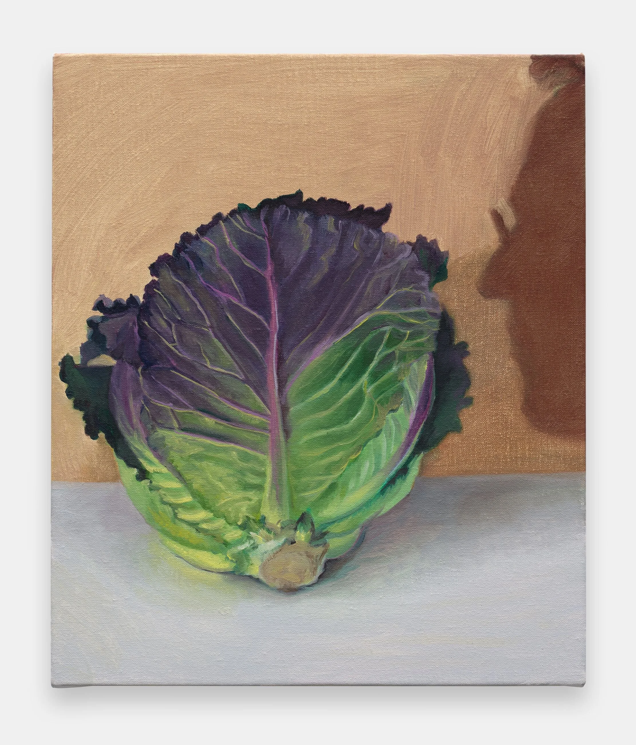 Cabbage (and Philip) No. 44
2026
Oil on linen
42 x 35.5 x 2 cm
16 1/2 x 14 x 3/4 in
Photograph by Eva Herzog