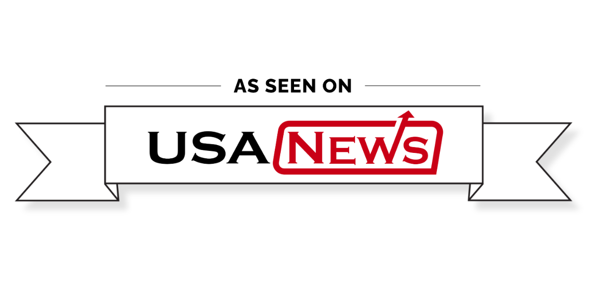 USA News logo with a white ribbon banner and black text, with the word 'NEWS' in red and styled like a graph showing an upward trend.