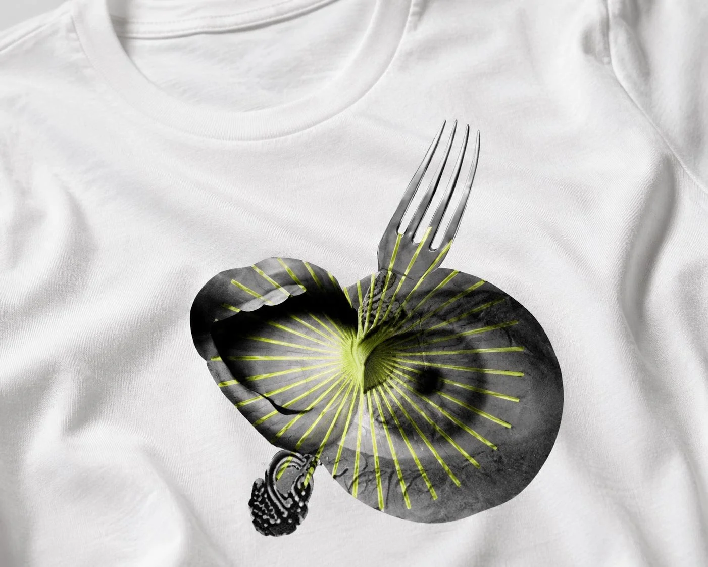 Bullhearted Charge Ahead art collage tshirt - closeup