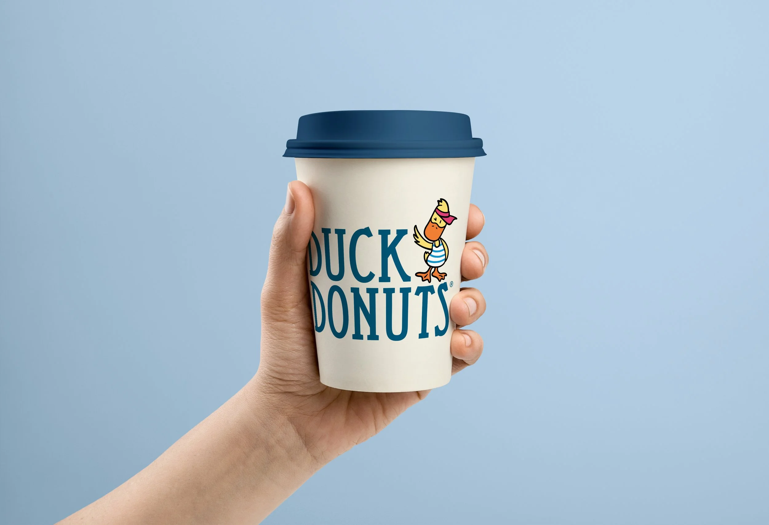 Duck Donuts coffee cup packaging design