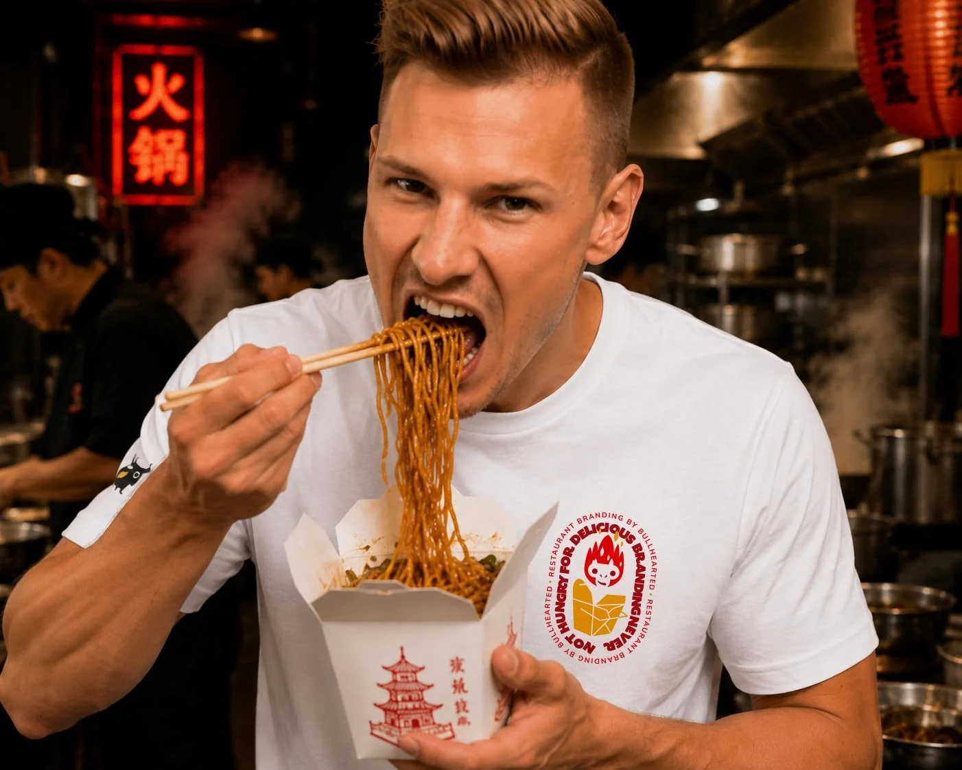Bullhearted All Day Branding Buffet Tshirt - Eating Lo Mein