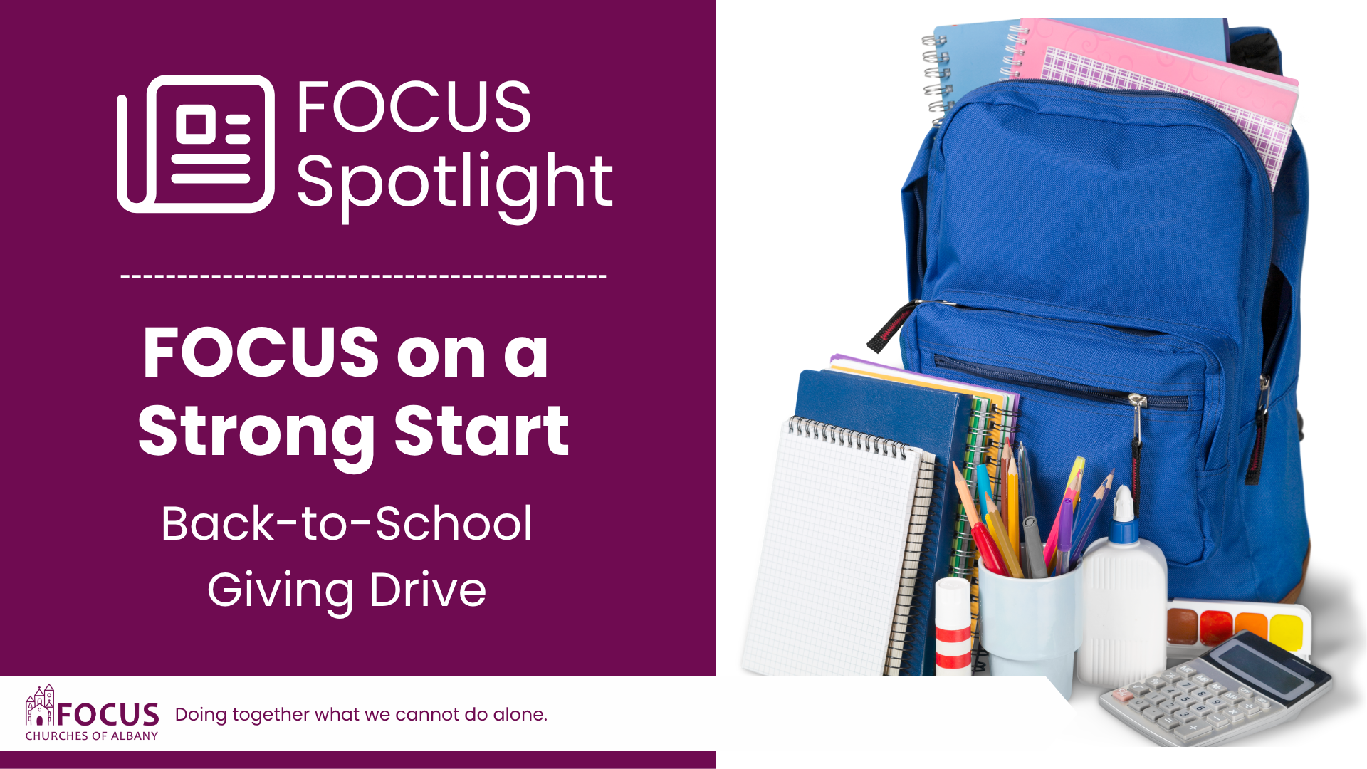 FOCUS on a Strong Start: Back-to-School Giving Drive&nbsp;