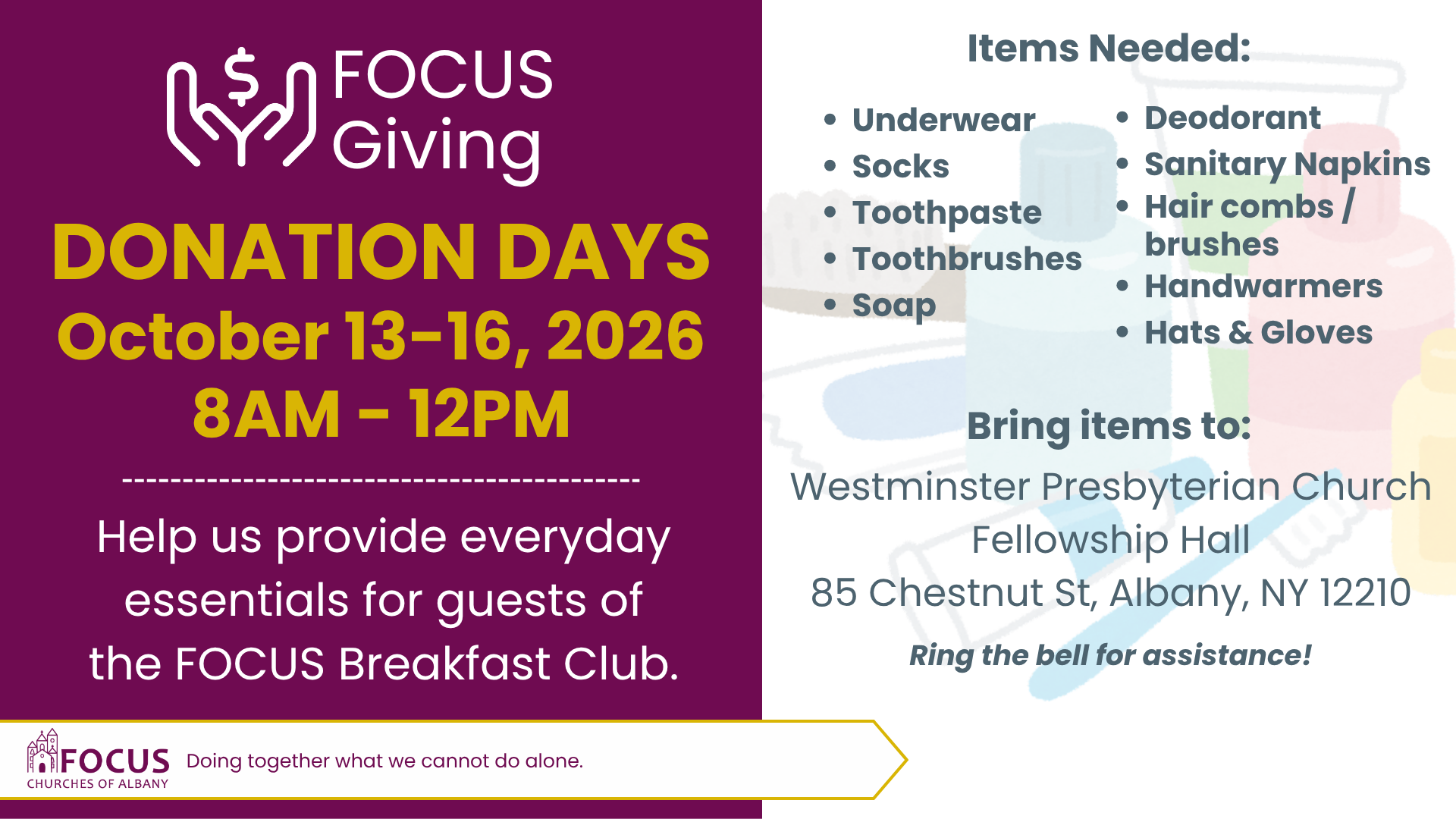 FOCUS Donation Days: Small Items. Big Impact.