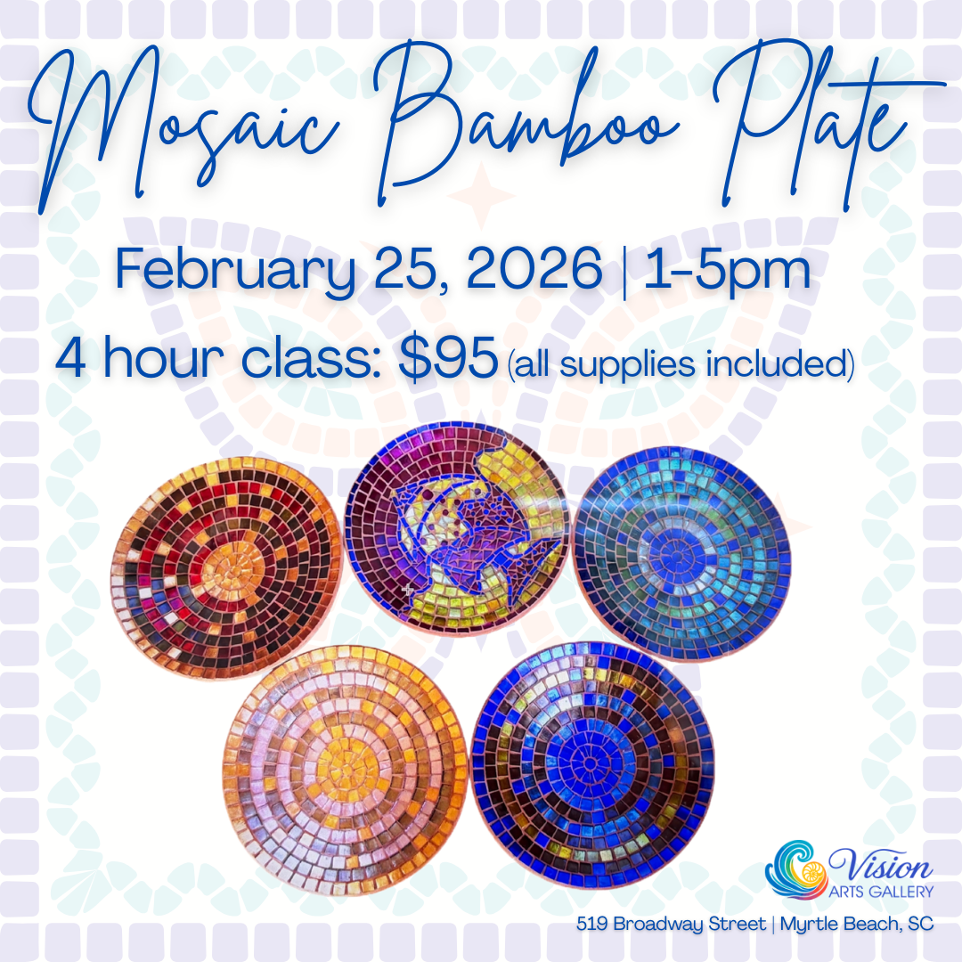 Mosaic on Bamboo Plate