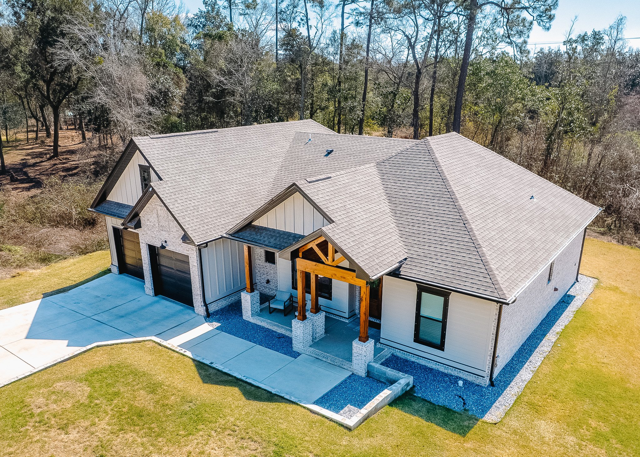 Aerial shot of a custom home we built in Pensacola, Florida area.
