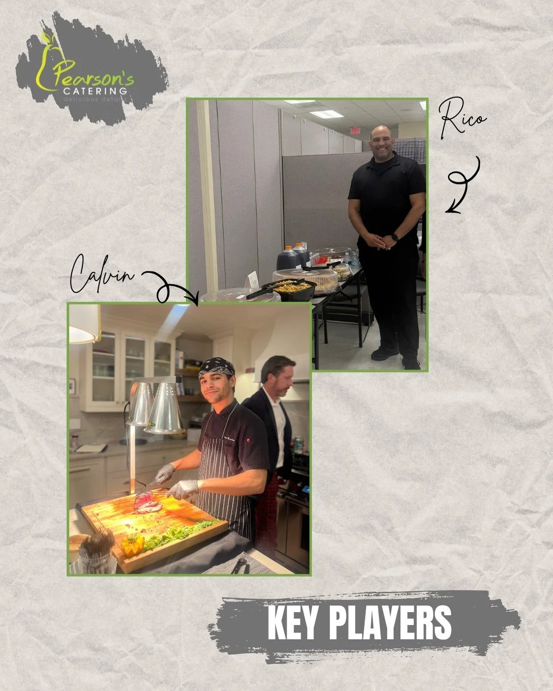 Meet two of Pearson&rsquo;s Catering&rsquo;s key players! 💚🍐

👨&zwj;🍳 Calvin Fondeur, Sous Chef: Brings our menus to life through planning, preparation, and flavorful execution at every event.

✨ Rico Perez, Business &amp; Operations Manager: Kee