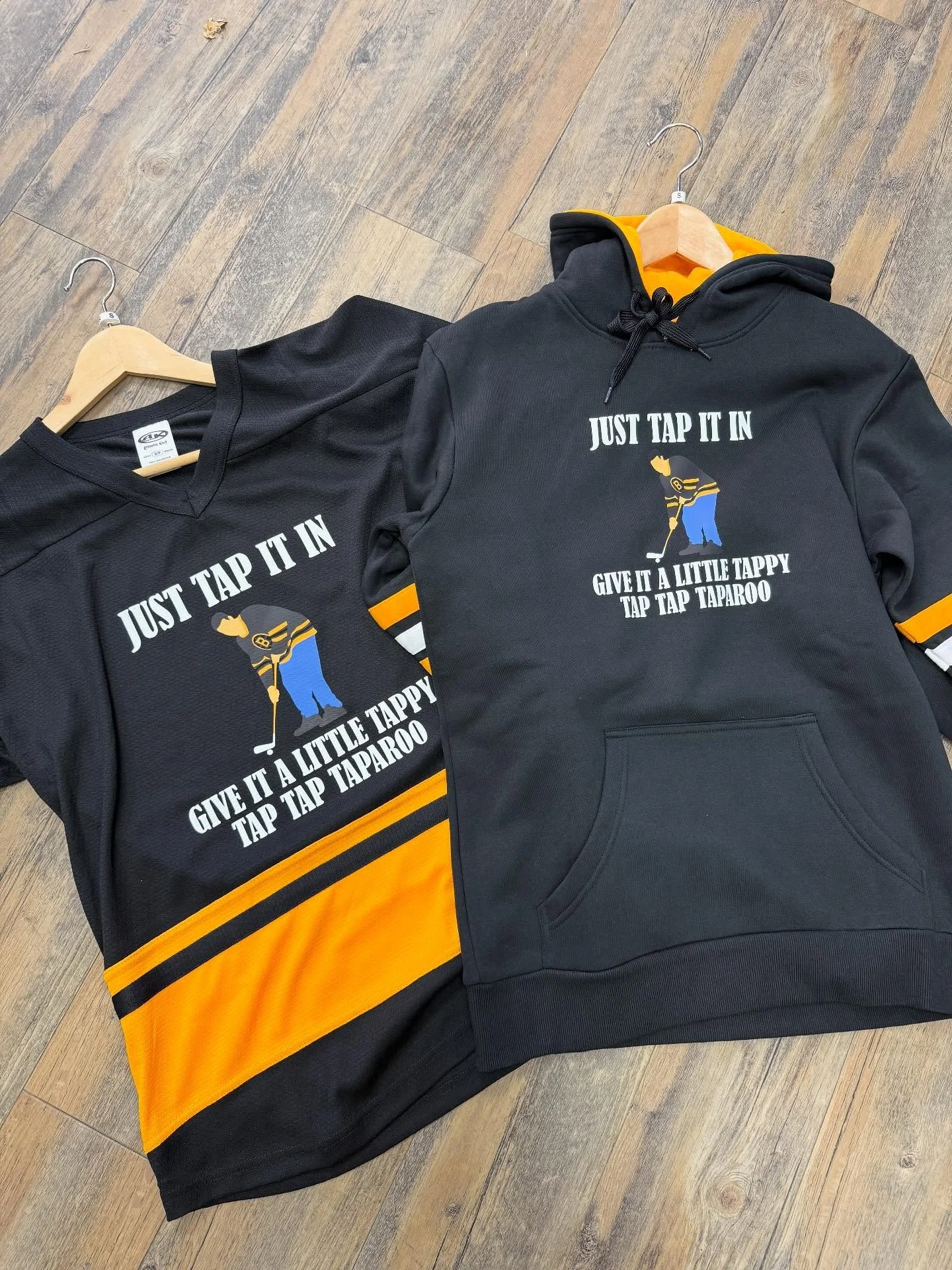 A tribute to Happy: new &lsquo;Tap it in&rsquo; hoodies and hockey jerseys are now available. 

#NBHSports