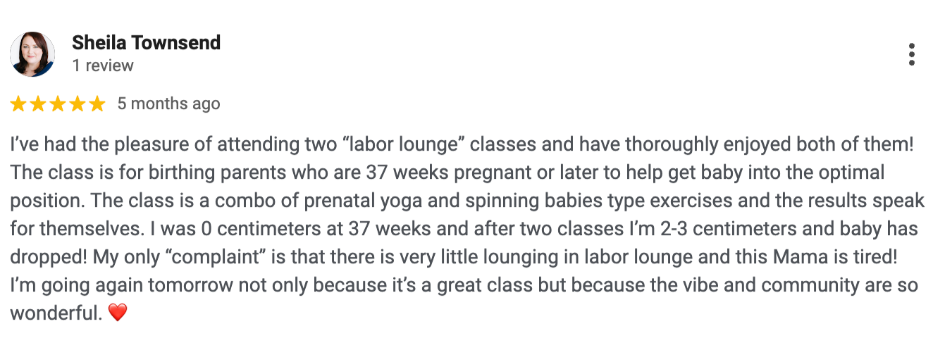adrouny village wellness labor lounge testimonial
