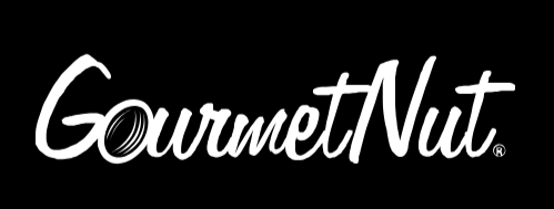 GourmetNut logo in white text on a black background